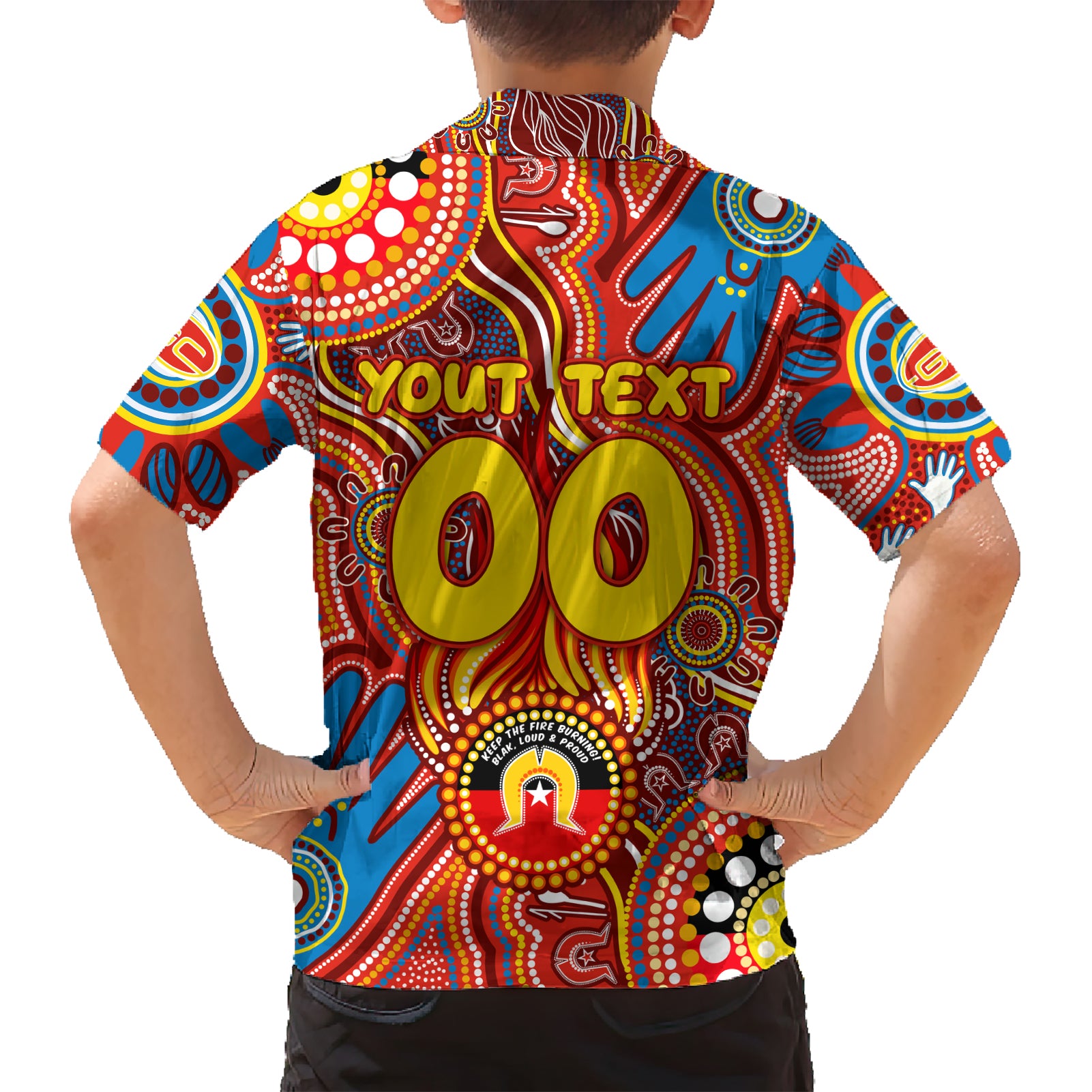 Personalised NAIDOC Week 2024 Gold Coast Suns Kid Hawaiian Shirt Australian Aboriginal Hand Painting