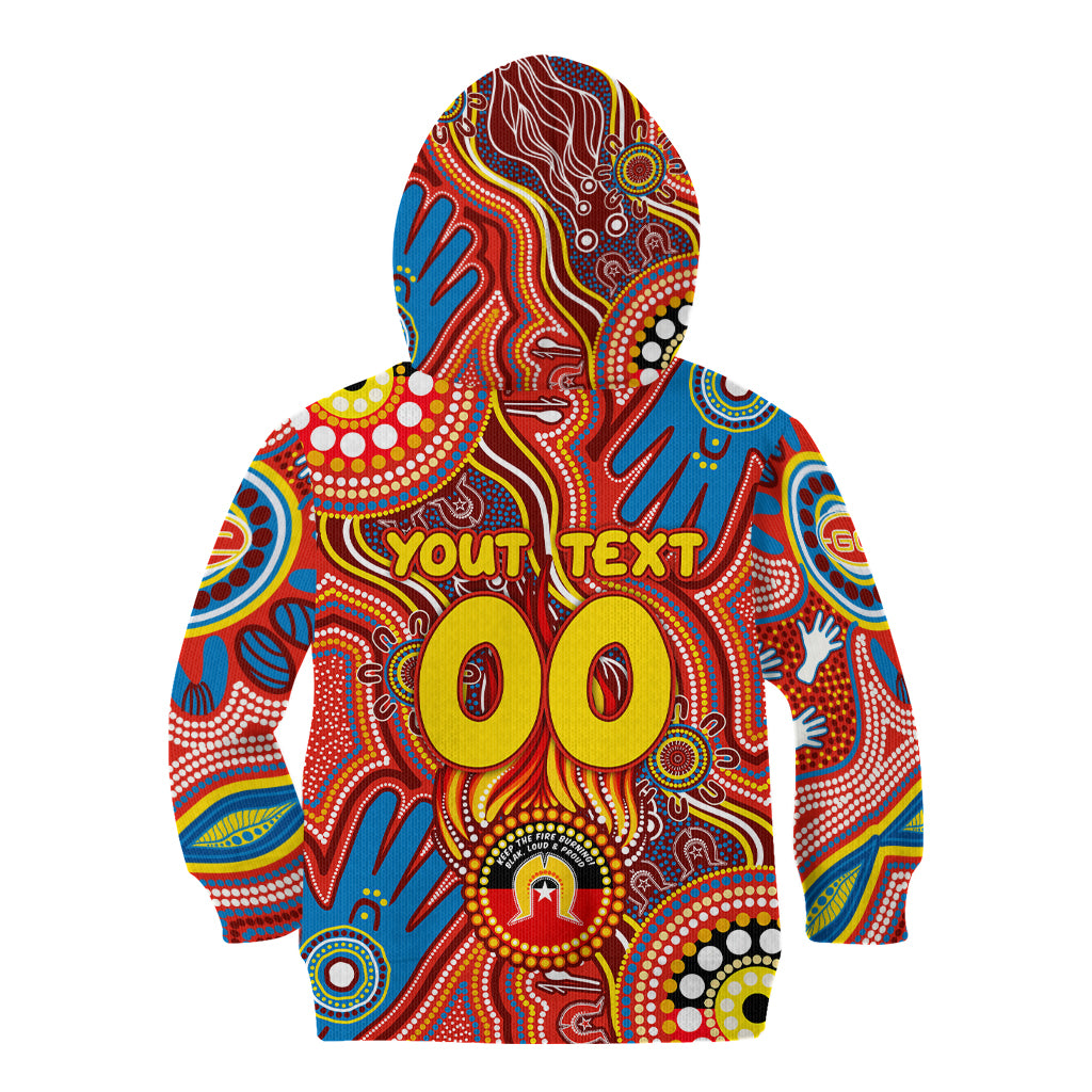 Personalised NAIDOC Week 2024 Gold Coast Suns Kid Hoodie Australian Aboriginal Hand Painting