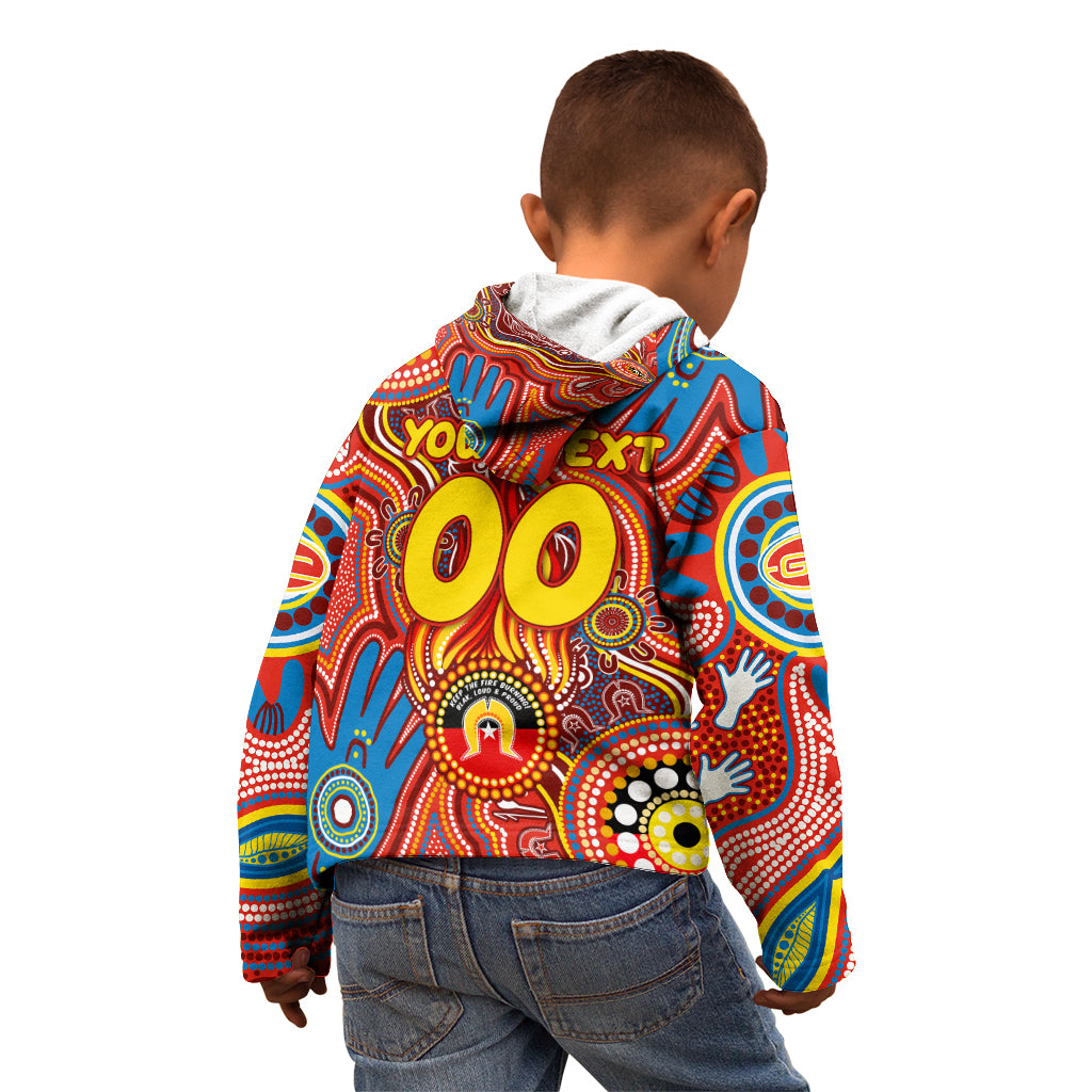 Personalised NAIDOC Week 2024 Gold Coast Suns Kid Hoodie Australian Aboriginal Hand Painting