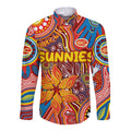Personalised NAIDOC Week 2024 Gold Coast Suns Long Sleeve Button Shirt Australian Aboriginal Hand Painting