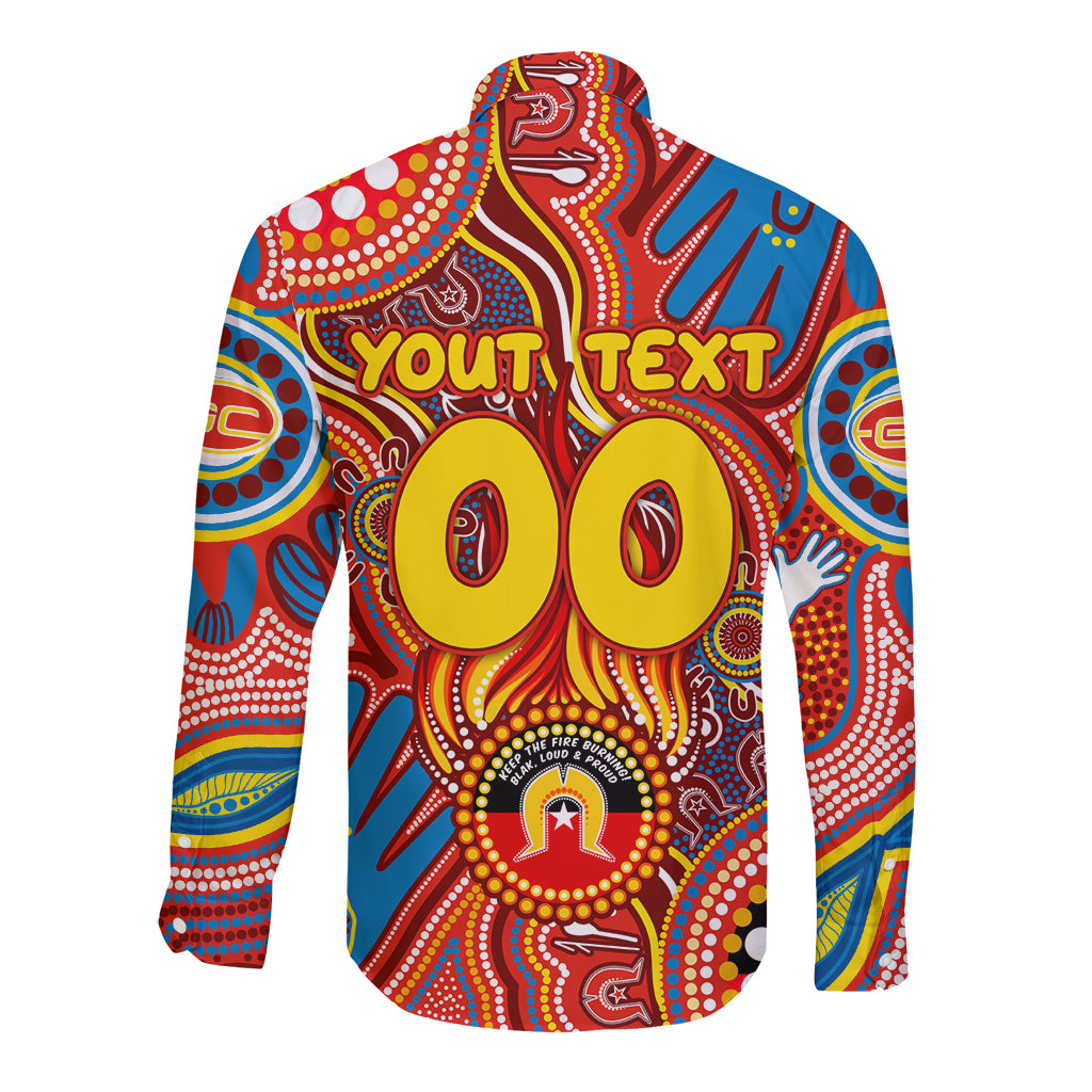 Personalised NAIDOC Week 2024 Gold Coast Suns Long Sleeve Button Shirt Australian Aboriginal Hand Painting