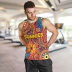 Personalised NAIDOC Week 2024 Gold Coast Suns Men Tank Top Australian Aboriginal Hand Painting