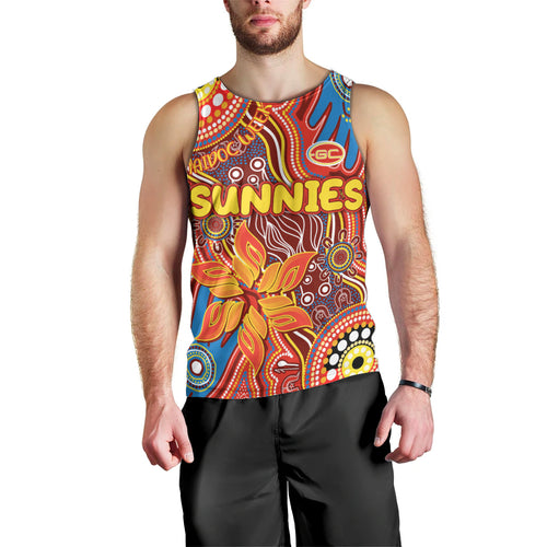 Personalised NAIDOC Week 2024 Gold Coast Suns Men Tank Top Australian Aboriginal Hand Painting