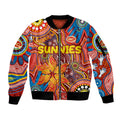 Personalised NAIDOC Week 2024 Gold Coast Suns Sleeve Zip Bomber Jacket Australian Aboriginal Hand Painting