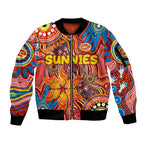 Personalised NAIDOC Week 2024 Gold Coast Suns Sleeve Zip Bomber Jacket Australian Aboriginal Hand Painting