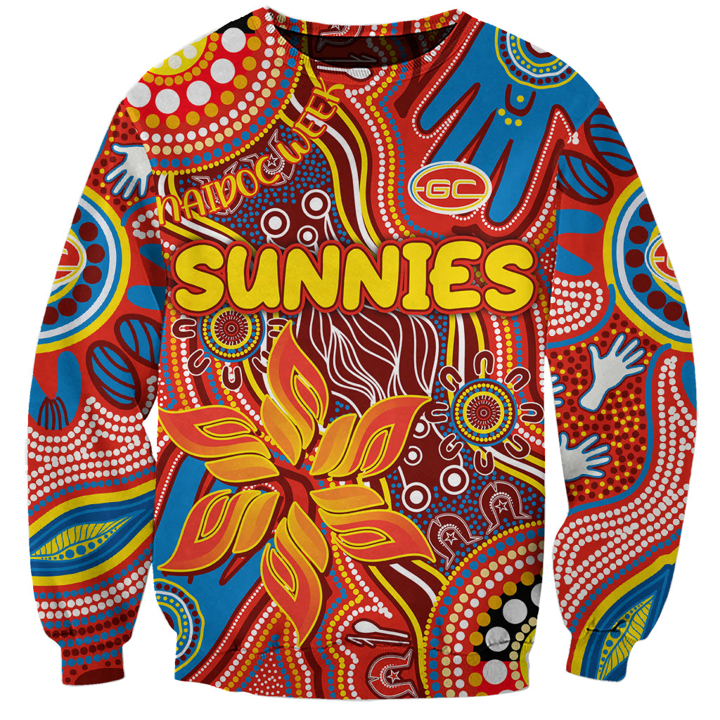 Personalised NAIDOC Week 2024 Gold Coast Suns Sweatshirt Australian Aboriginal Hand Painting