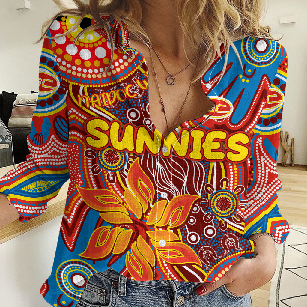 Personalised NAIDOC Week 2024 Gold Coast Suns Women Casual Shirt Australian Aboriginal Hand Painting