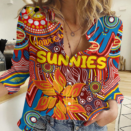 Personalised NAIDOC Week 2024 Gold Coast Suns Women Casual Shirt Australian Aboriginal Hand Painting