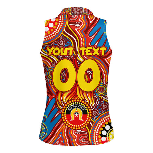 Personalised NAIDOC Week 2024 Gold Coast Suns Women Sleeveless Polo Shirt Australian Aboriginal Hand Painting