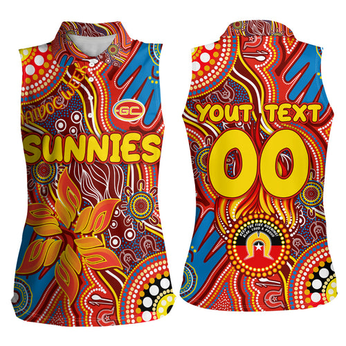 Personalised NAIDOC Week 2024 Gold Coast Suns Women Sleeveless Polo Shirt Australian Aboriginal Hand Painting