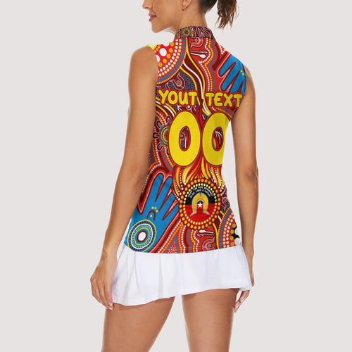 Personalised NAIDOC Week 2024 Gold Coast Suns Women Sleeveless Polo Shirt Australian Aboriginal Hand Painting