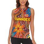 Personalised NAIDOC Week 2024 Gold Coast Suns Women Sleeveless Polo Shirt Australian Aboriginal Hand Painting