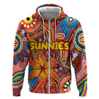 Personalised NAIDOC Week 2024 Gold Coast Suns Zip Hoodie Australian Aboriginal Hand Painting