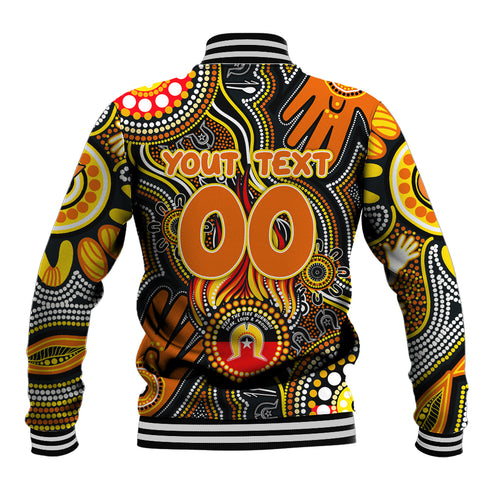 Personalised NAIDOC Week 2024 GWS Giants Baseball Jacket Australian Aboriginal Hand Painting