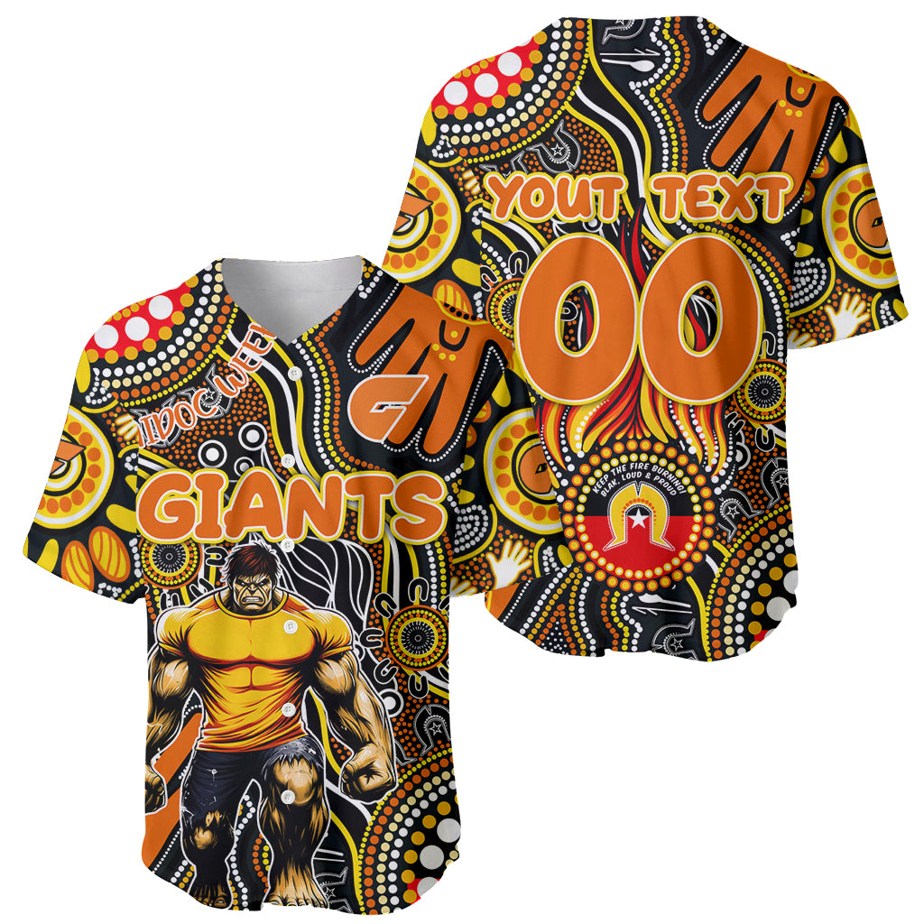 Personalised NAIDOC Week 2024 GWS Giants Baseball Jersey Australian Aboriginal Hand Painting