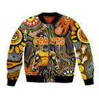 Personalised NAIDOC Week 2024 GWS Giants Bomber Jacket Australian Aboriginal Hand Painting