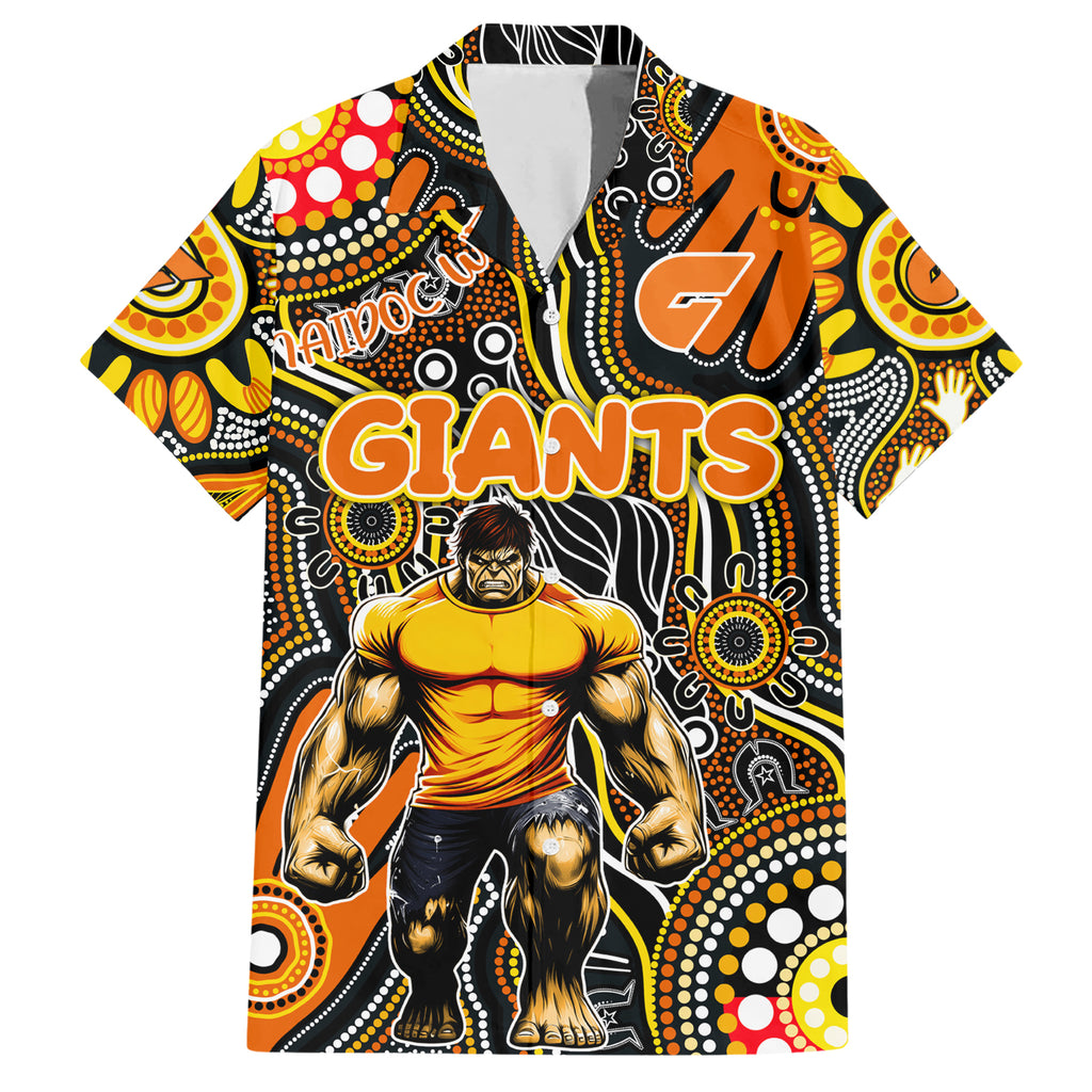 Personalised NAIDOC Week 2024 GWS Giants Hawaiian Shirt Australian Aboriginal Hand Painting