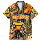 Personalised NAIDOC Week 2024 GWS Giants Hawaiian Shirt Australian Aboriginal Hand Painting