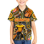 Personalised NAIDOC Week 2024 GWS Giants Hawaiian Shirt Australian Aboriginal Hand Painting