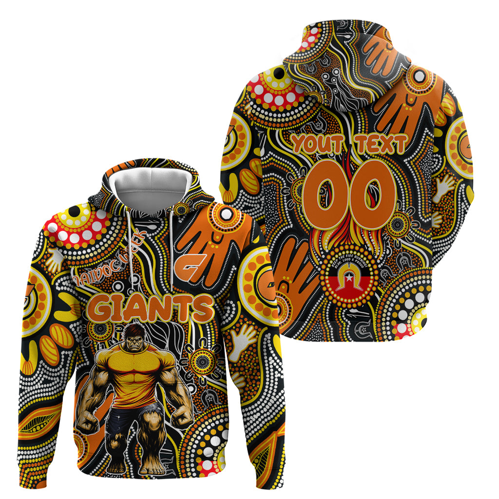 Personalised NAIDOC Week 2024 GWS Giants Hoodie Australian Aboriginal Hand Painting