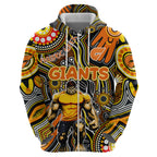 Personalised NAIDOC Week 2024 GWS Giants Hoodie Australian Aboriginal Hand Painting