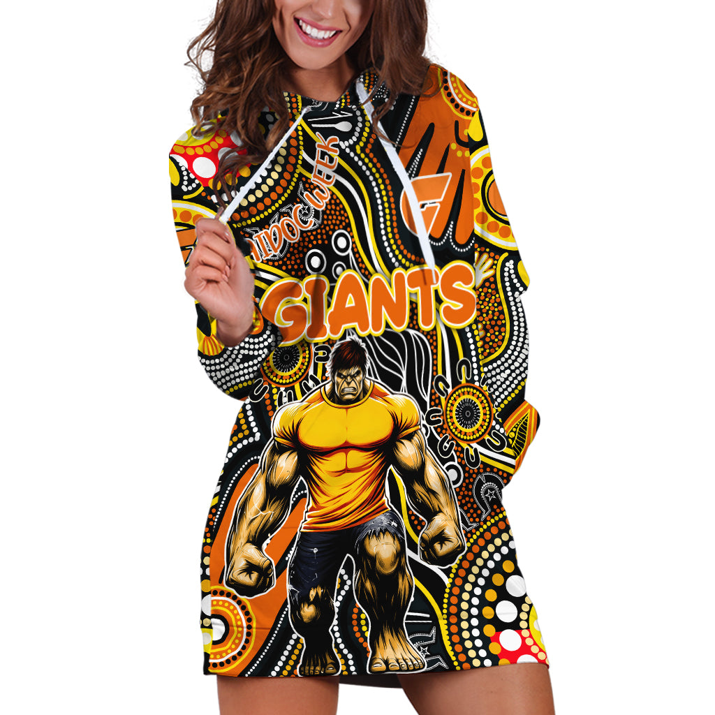 Personalised NAIDOC Week 2024 GWS Giants Hoodie Dress Australian Aboriginal Hand Painting