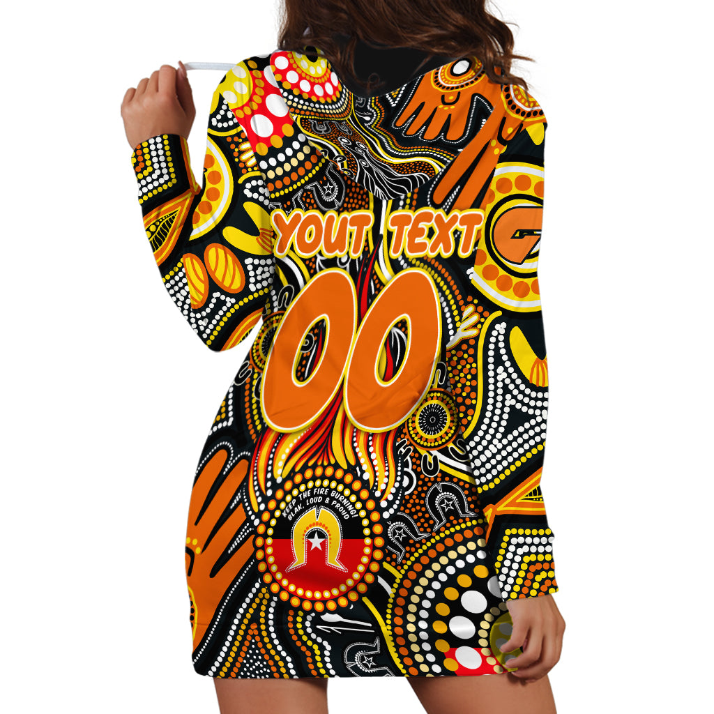 Personalised NAIDOC Week 2024 GWS Giants Hoodie Dress Australian Aboriginal Hand Painting