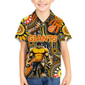 Personalised NAIDOC Week 2024 GWS Giants Kid Hawaiian Shirt Australian Aboriginal Hand Painting