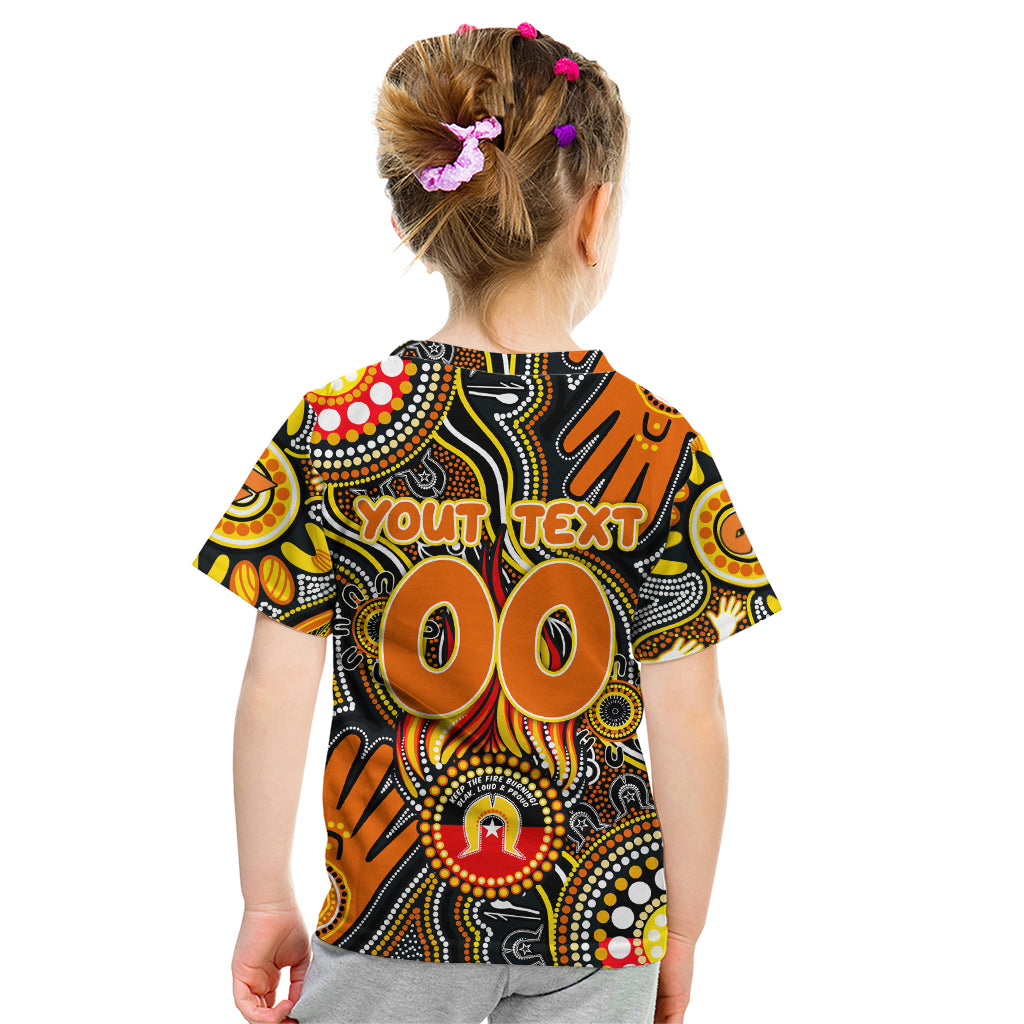 Personalised NAIDOC Week 2024 GWS Giants Kid T Shirt Australian Aboriginal Hand Painting