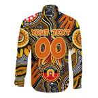 Personalised NAIDOC Week 2024 GWS Giants Long Sleeve Button Shirt Australian Aboriginal Hand Painting