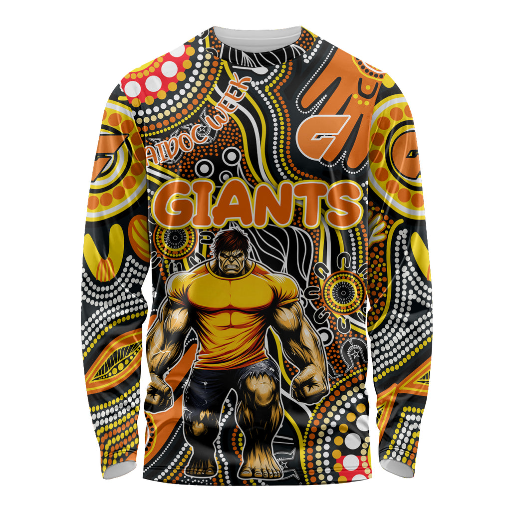 Personalised NAIDOC Week 2024 GWS Giants Long Sleeve Shirt Australian Aboriginal Hand Painting