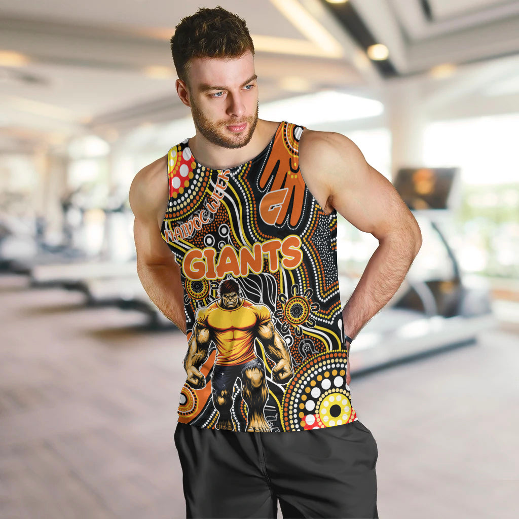 Personalised NAIDOC Week 2024 GWS Giants Men Tank Top Australian Aboriginal Hand Painting