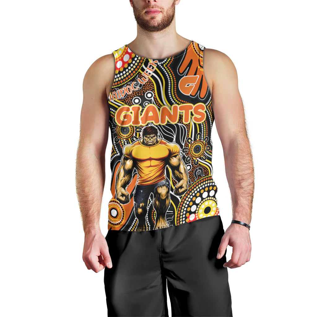 Personalised NAIDOC Week 2024 GWS Giants Men Tank Top Australian Aboriginal Hand Painting