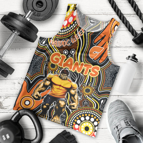 Personalised NAIDOC Week 2024 GWS Giants Men Tank Top Australian Aboriginal Hand Painting