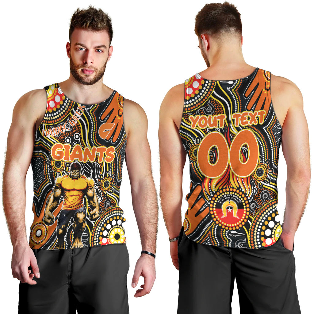 Personalised NAIDOC Week 2024 GWS Giants Men Tank Top Australian Aboriginal Hand Painting