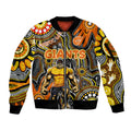 Personalised NAIDOC Week 2024 GWS Giants Sleeve Zip Bomber Jacket Australian Aboriginal Hand Painting