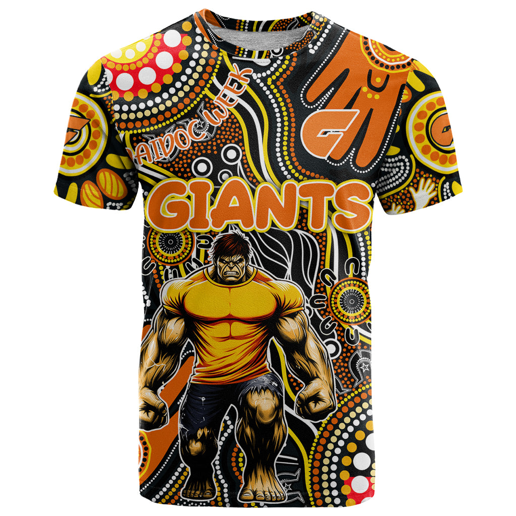 Personalised NAIDOC Week 2024 GWS Giants T Shirt Australian Aboriginal Hand Painting