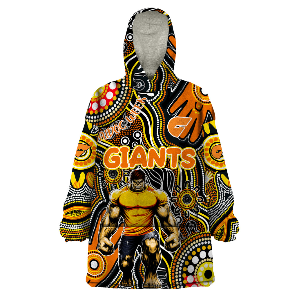 Personalised NAIDOC Week 2024 GWS Giants Wearable Blanket Hoodie Australian Aboriginal Hand Painting