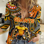 Personalised NAIDOC Week 2024 GWS Giants Women Casual Shirt Australian Aboriginal Hand Painting