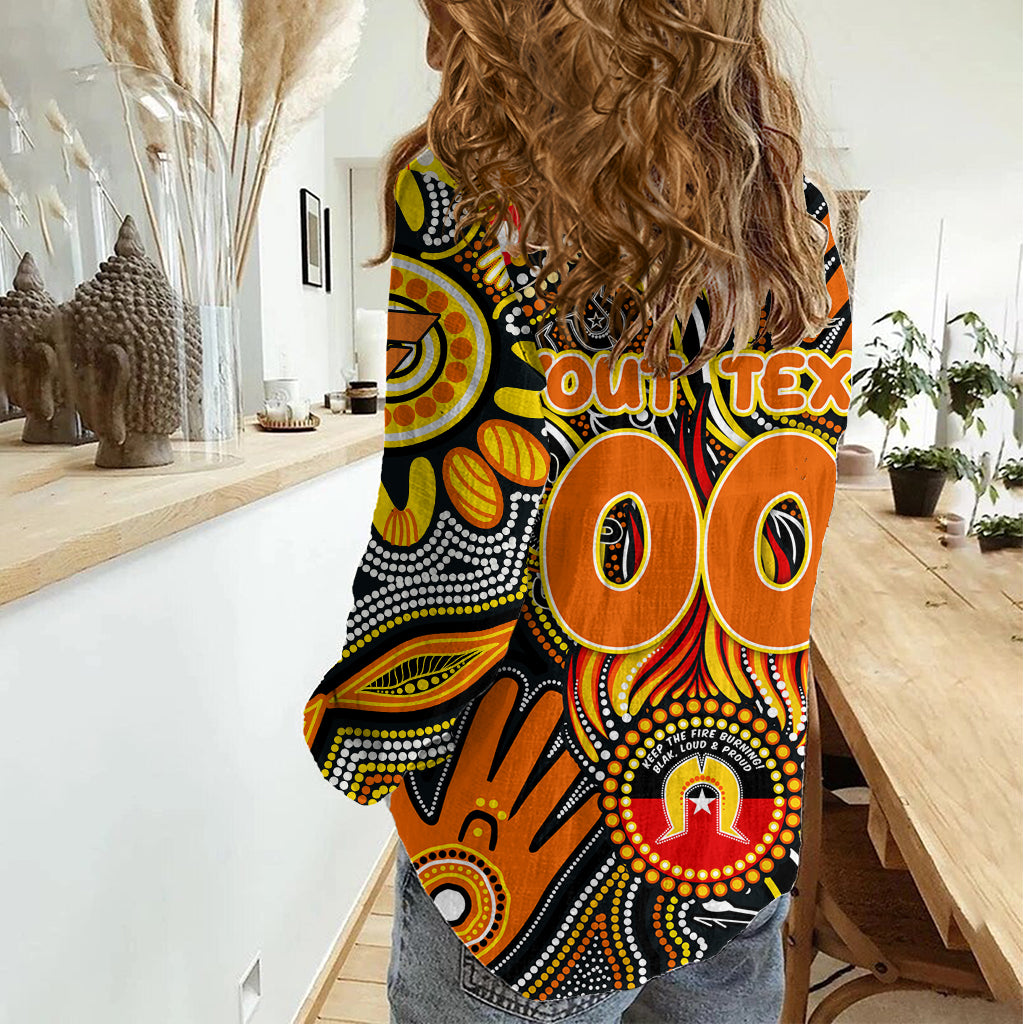 Personalised NAIDOC Week 2024 GWS Giants Women Casual Shirt Australian Aboriginal Hand Painting