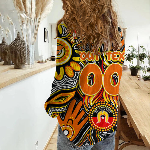 Personalised NAIDOC Week 2024 GWS Giants Women Casual Shirt Australian Aboriginal Hand Painting