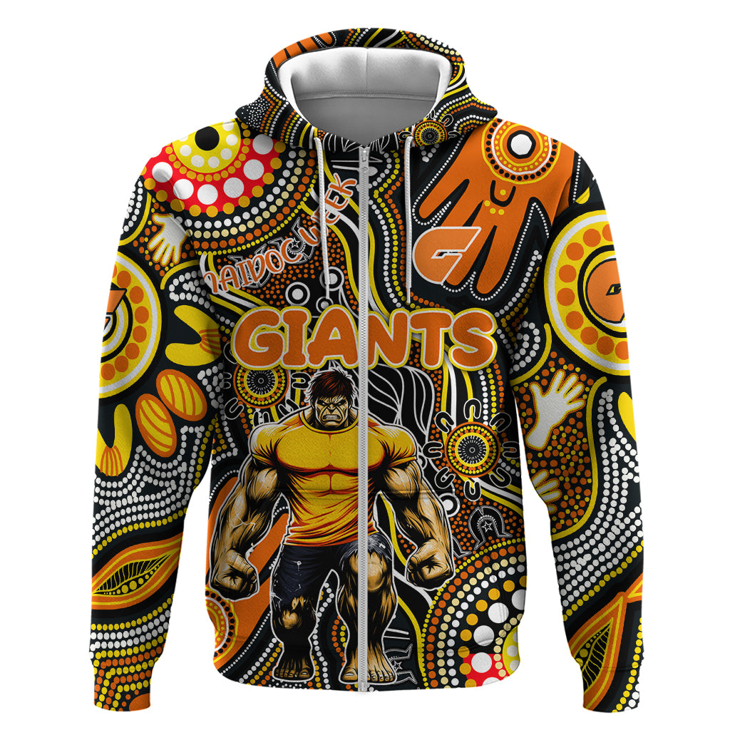 Personalised NAIDOC Week 2024 GWS Giants Zip Hoodie Australian Aboriginal Hand Painting