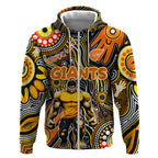 Personalised NAIDOC Week 2024 GWS Giants Zip Hoodie Australian Aboriginal Hand Painting
