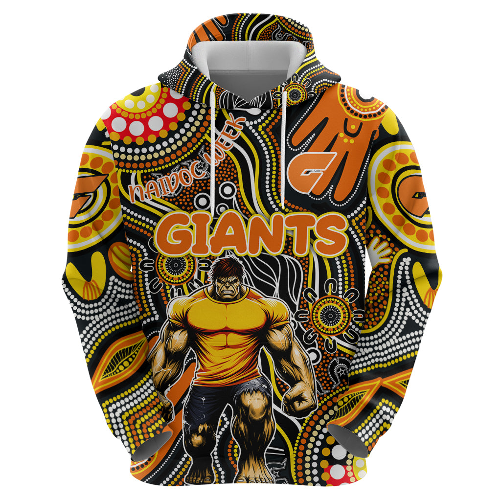 Personalised NAIDOC Week 2024 GWS Giants Zip Hoodie Australian Aboriginal Hand Painting