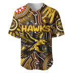 Personalised NAIDOC Week 2024 Hawthorn Hawks Baseball Jersey Australian Aboriginal Hand Painting