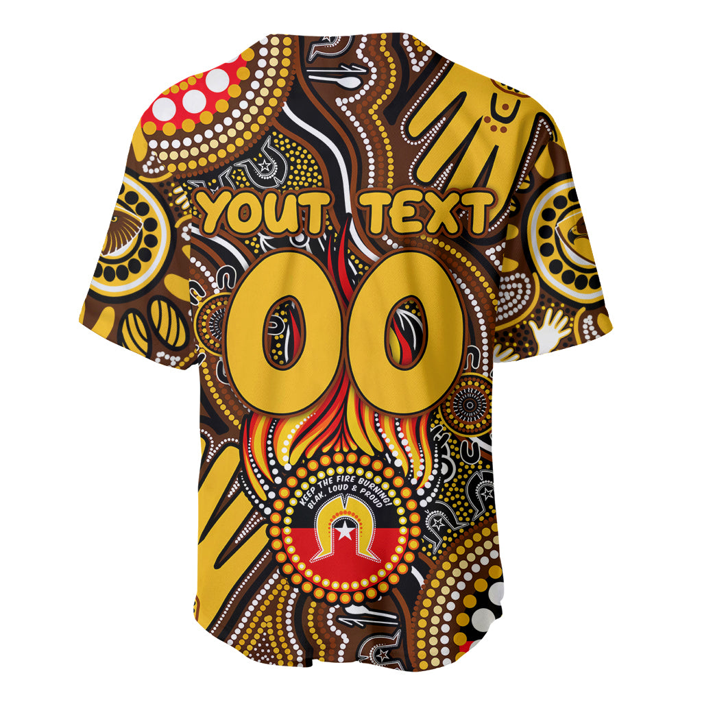 Personalised NAIDOC Week 2024 Hawthorn Hawks Baseball Jersey Australian Aboriginal Hand Painting