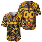 Personalised NAIDOC Week 2024 Hawthorn Hawks Baseball Jersey Australian Aboriginal Hand Painting