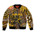 Personalised NAIDOC Week 2024 Hawthorn Hawks Bomber Jacket Australian Aboriginal Hand Painting