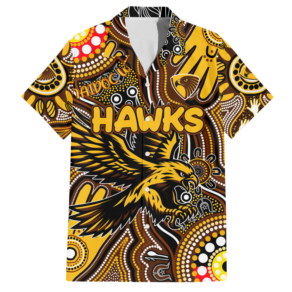 Personalised NAIDOC Week 2024 Hawthorn Hawks Hawaiian Shirt Australian Aboriginal Hand Painting