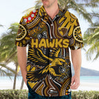 Personalised NAIDOC Week 2024 Hawthorn Hawks Hawaiian Shirt Australian Aboriginal Hand Painting